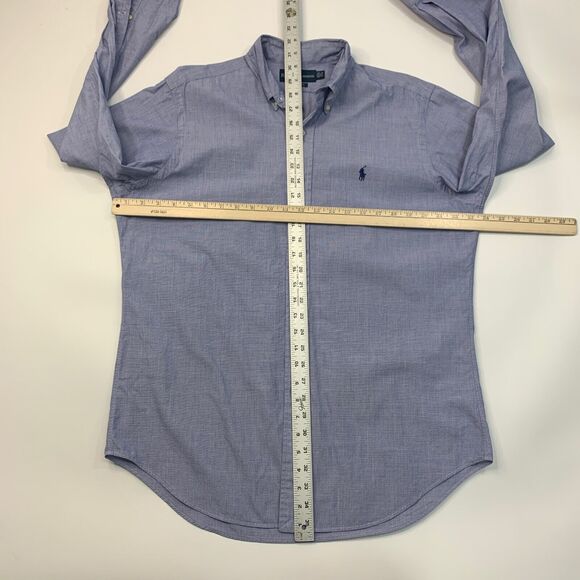 Ralph Lauren Shirt Men 15.5 Shark Blue Crosshatch Cotton Classic Fit Button Down - Picture 7 of 10